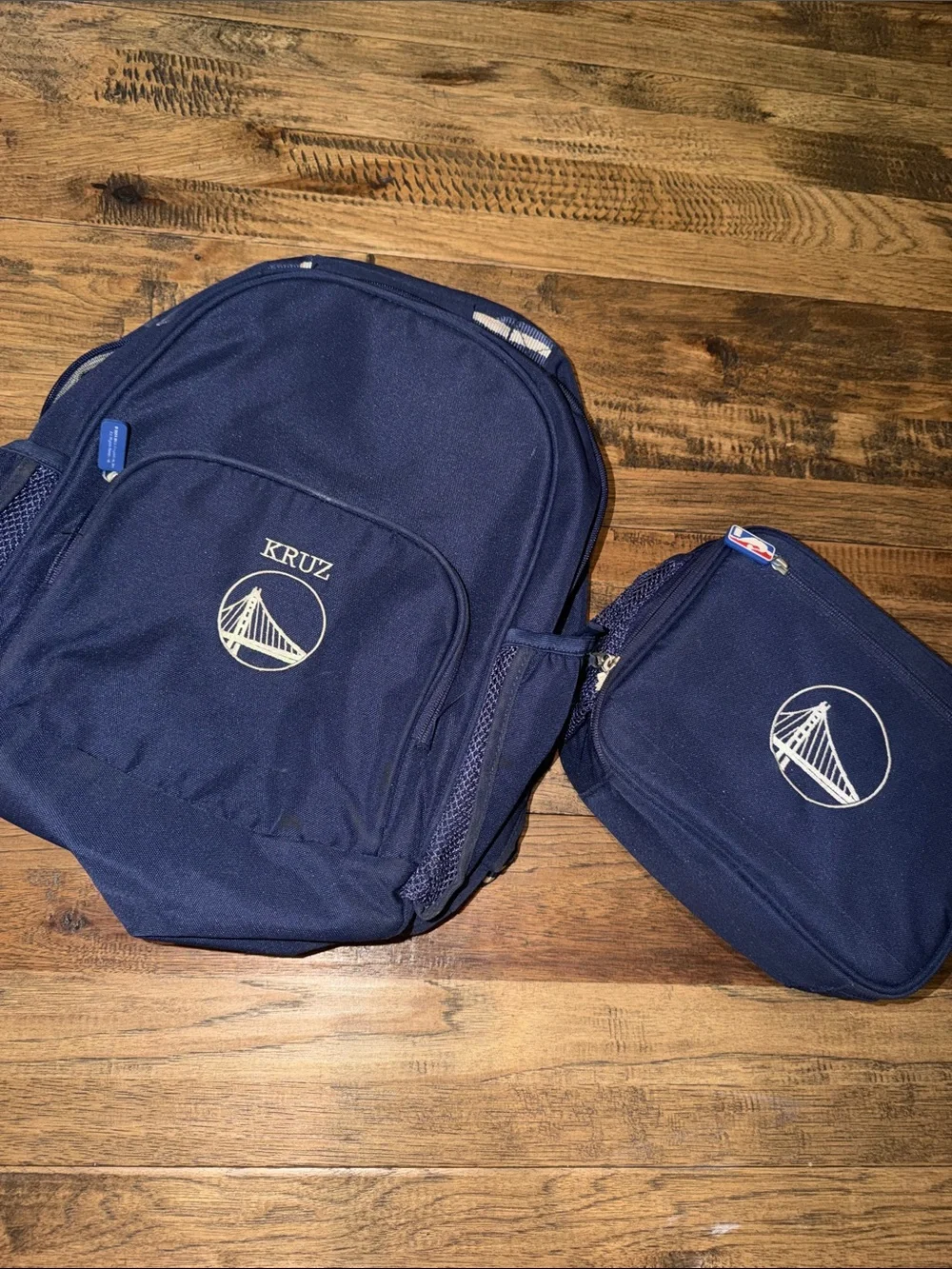Pottery Barn Kids Navy Backpack and Lunch Bag Set with Bridge Logo
